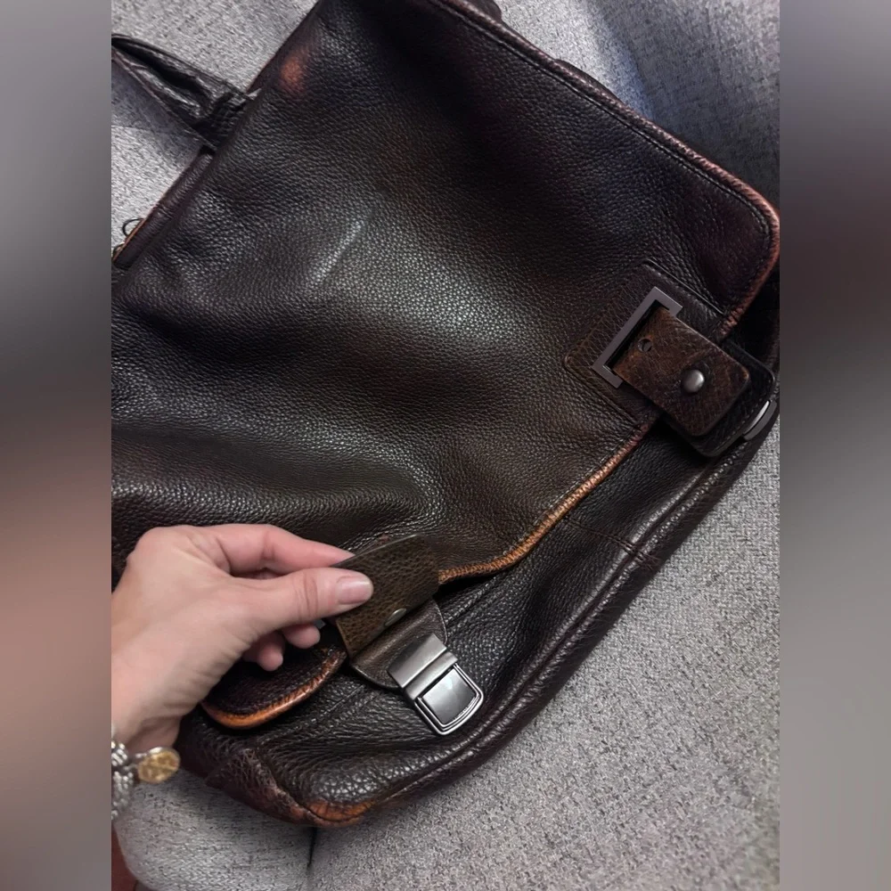 Banana Republic Dark Brown Pebbled Leather Briefcase